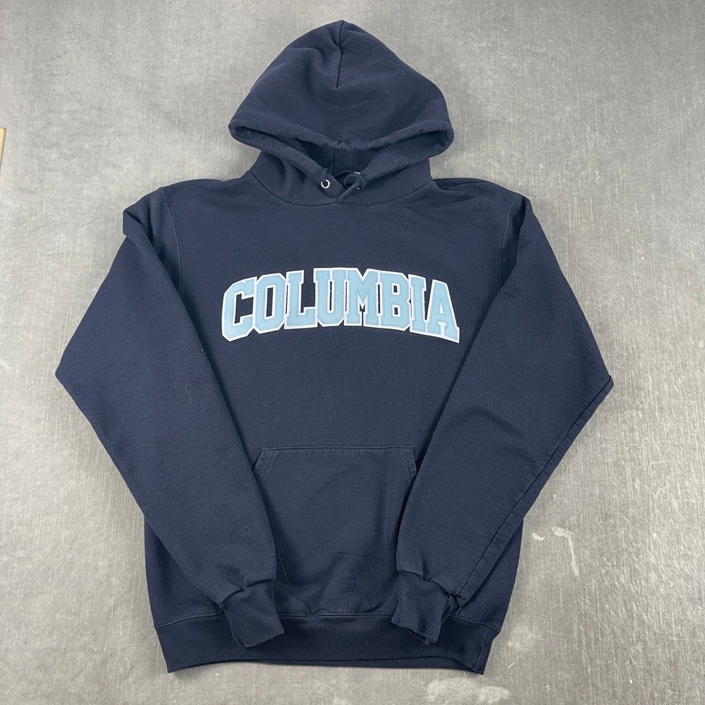 Columbia University Men S Navy Blue Hoodie Champion Tackle Twill Sweatshirt